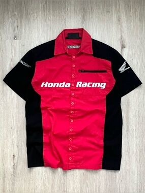 Honda Racing Joe Rocket Pit Crew Shirt Mens S Red Motorcycle Button Up Racing